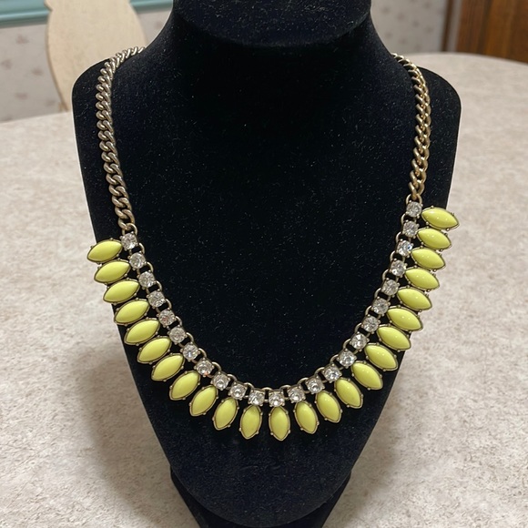 VINTAGE 90’s J CREW ART DECO LEMON YELLOW & CRYSTAL NECKLACE